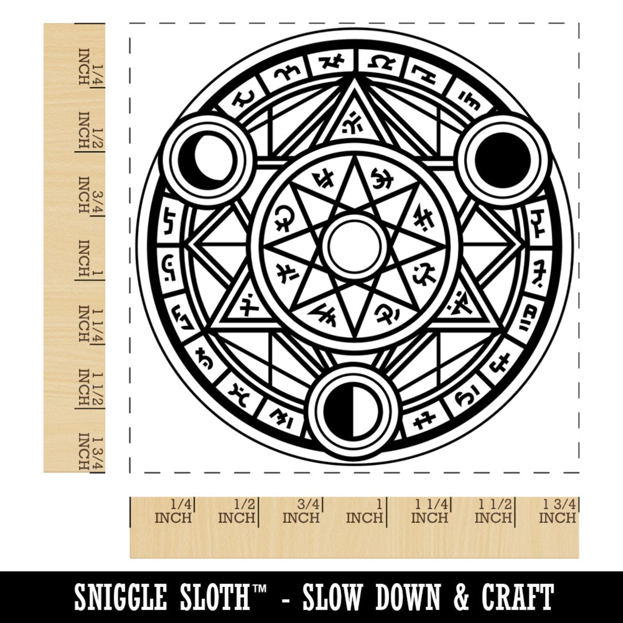 Magic Summoning Circle with Runes Square Rubber Stamp for Stamping Crafting